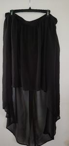 Black sheer high/low skirt